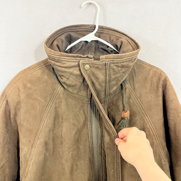 Timberland Weatherproof Calf Skin Leather Heavy Jacket Brown Distressed MEDIUM - Picture 3 of 10